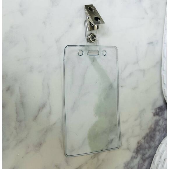 Clear Vertical Soft ID Holder with Clip - Picture 1 of 2